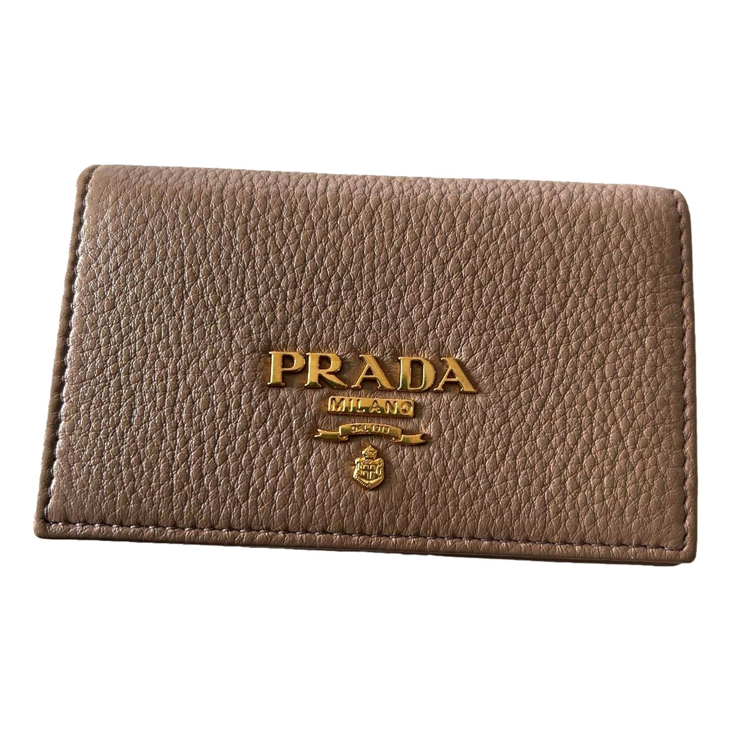 Luxury PradaWomen's Vitello Grain Cipria Beige Leather Card Case Wallet
