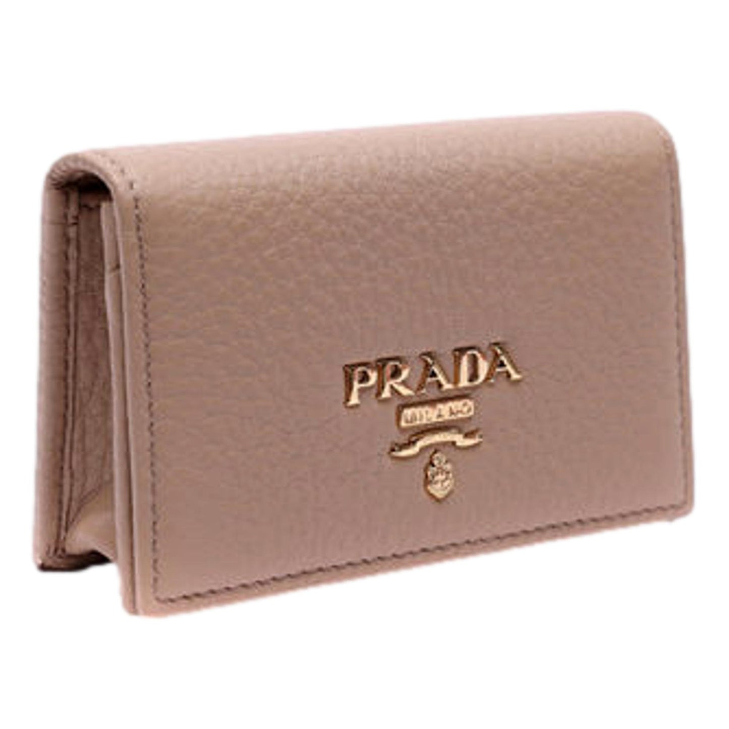 Luxury PradaWomen's Vitello Grain Cammeo Beige Leather Card Case Wallet