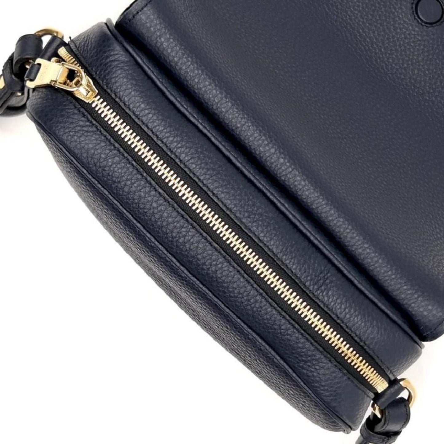 Luxury PradaVitello Phenix Baltico Blue Leather Flap Medium Crossbody Bag