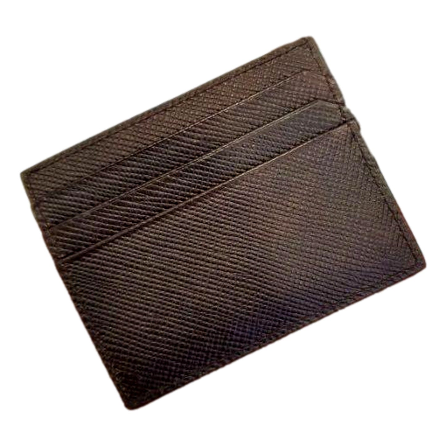 Luxury PradaSaffiano Mens Bruciato Brown Credit Card Wallet