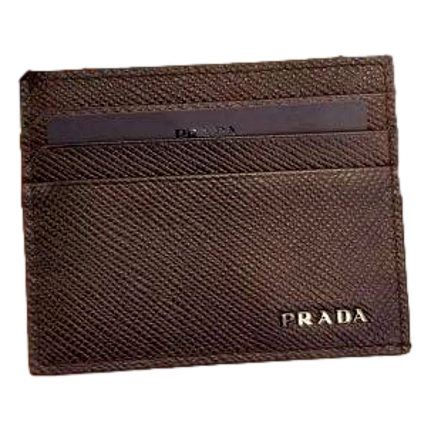 Luxury PradaSaffiano Mens Bruciato Brown Credit Card Wallet