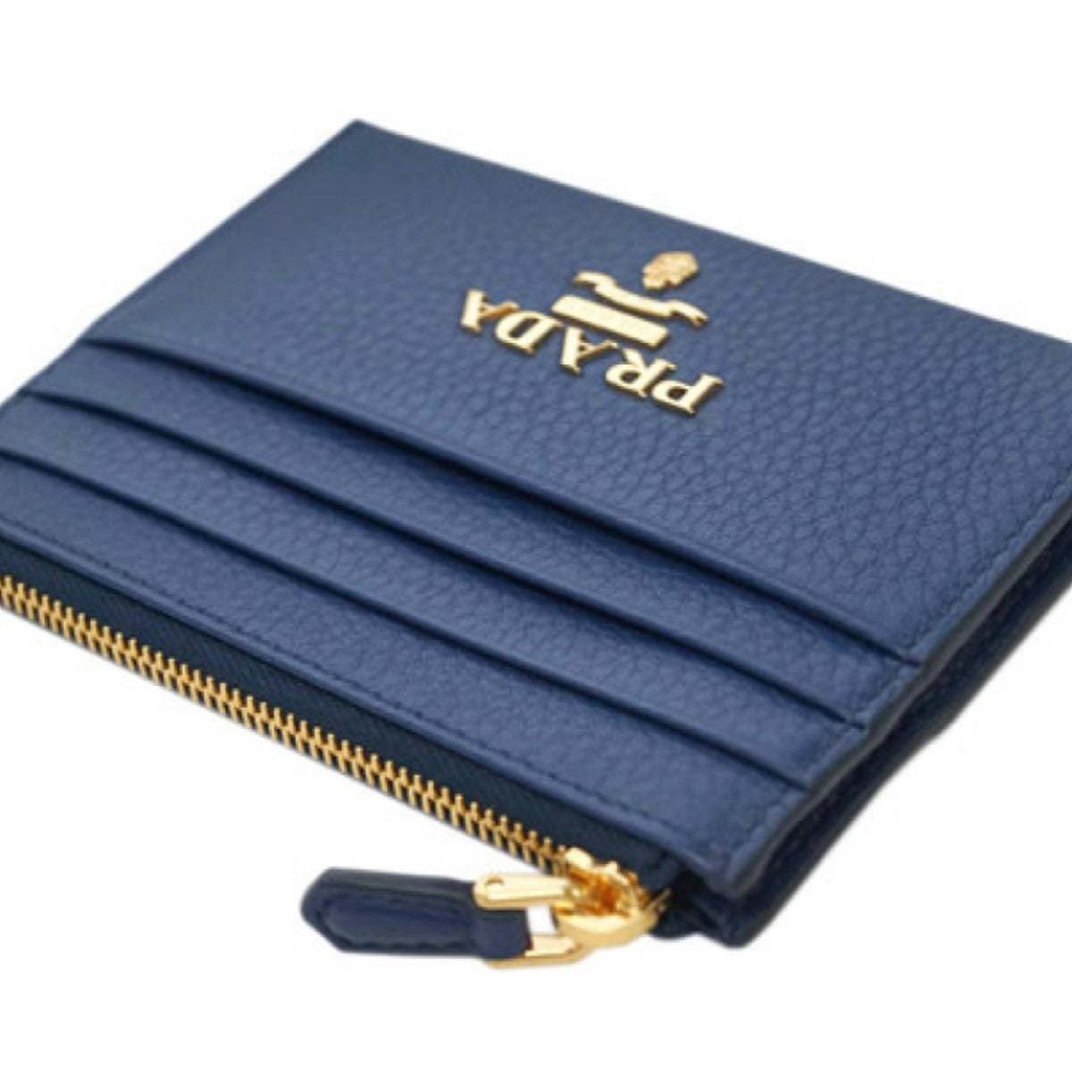 Luxury PradaBlue Saffiano Leather Card Holder