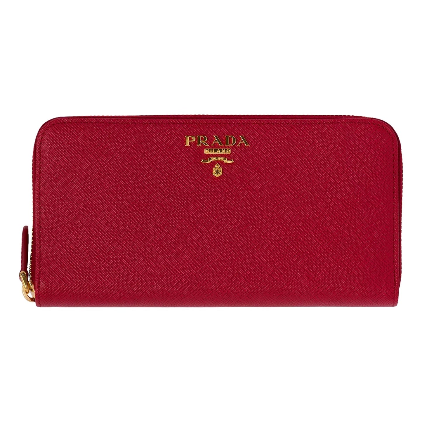 Luxury PradaSaffiano Metal Red Leather Continental Wallet