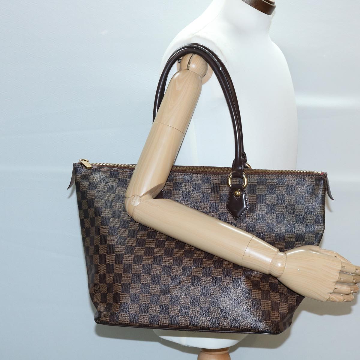LOUIS VUITTON Damier Ebene Saleya MM Tote Bag N51182 LV pt4190