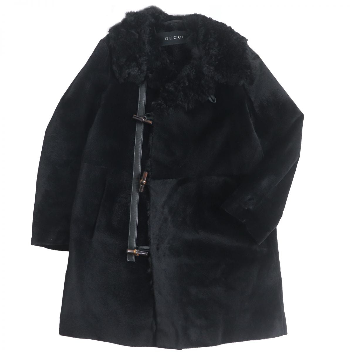 Luxury Gucci Trending 2025 Kangaroo Leather Duffle Coat, Black, Men's