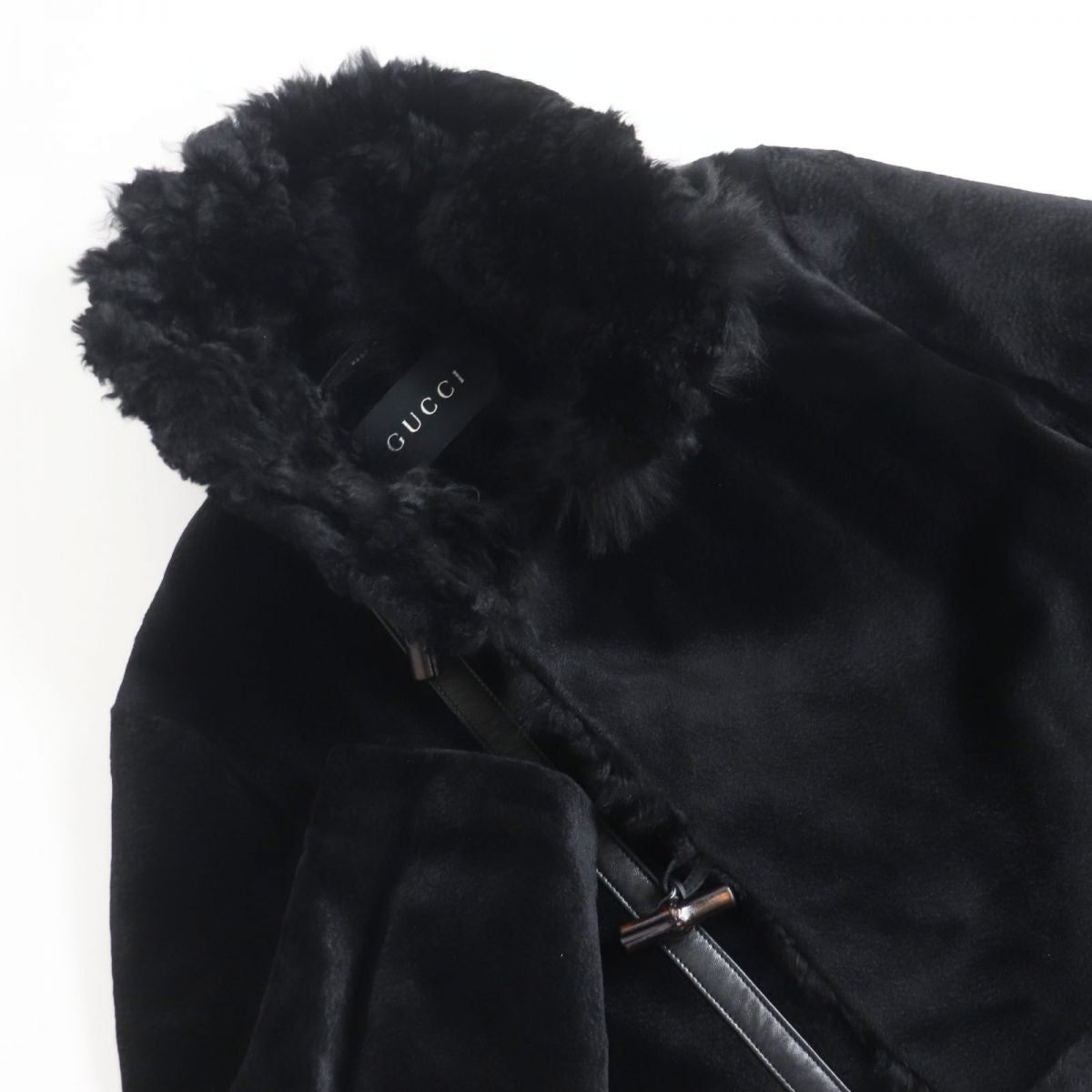 Luxury Gucci Trending 2025 Kangaroo Leather Duffle Coat, Black, Men's