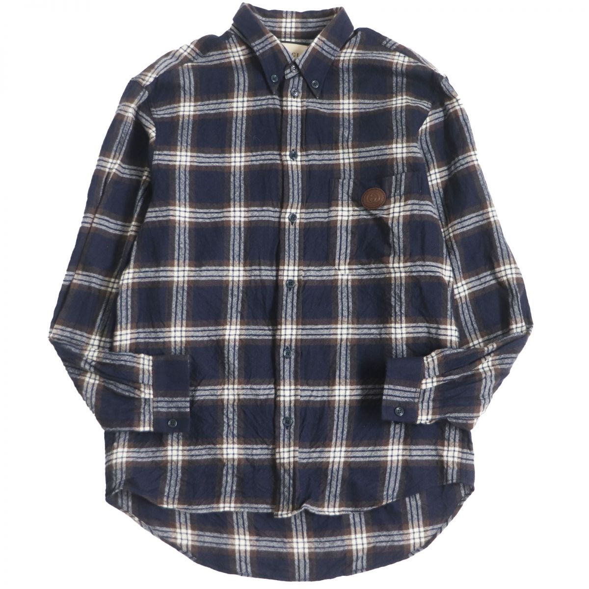 Luxury Gucci Trending 2025 Wool Interlocking G Patch Check Shirt