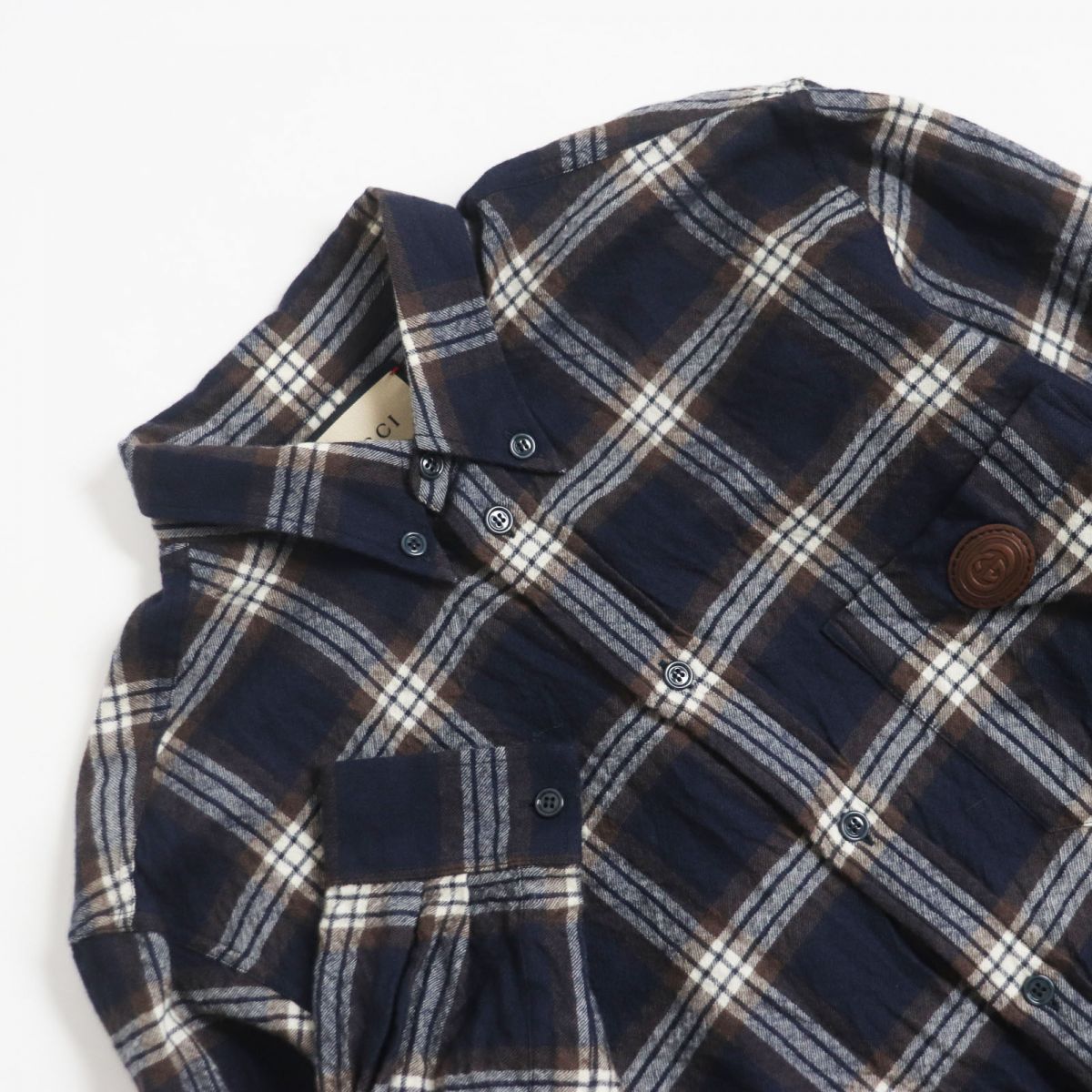 Luxury Gucci Trending 2025 Wool Interlocking G Patch Check Shirt