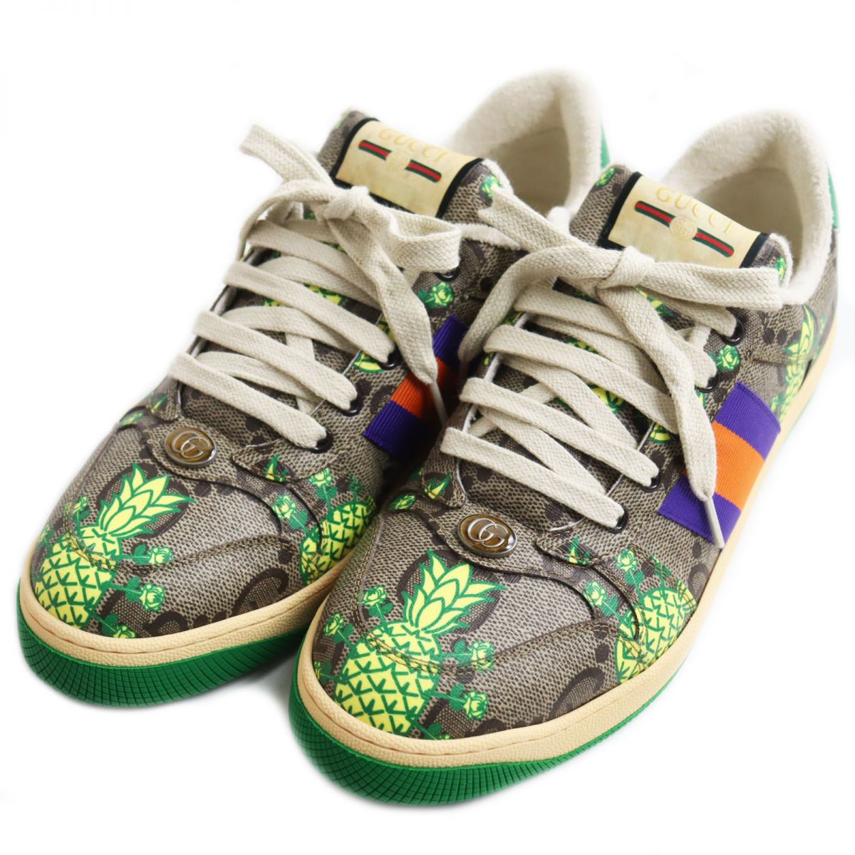 Luxury Gucci Trending 2025 GG Supreme Maxi Pineapple Rose Sneakers