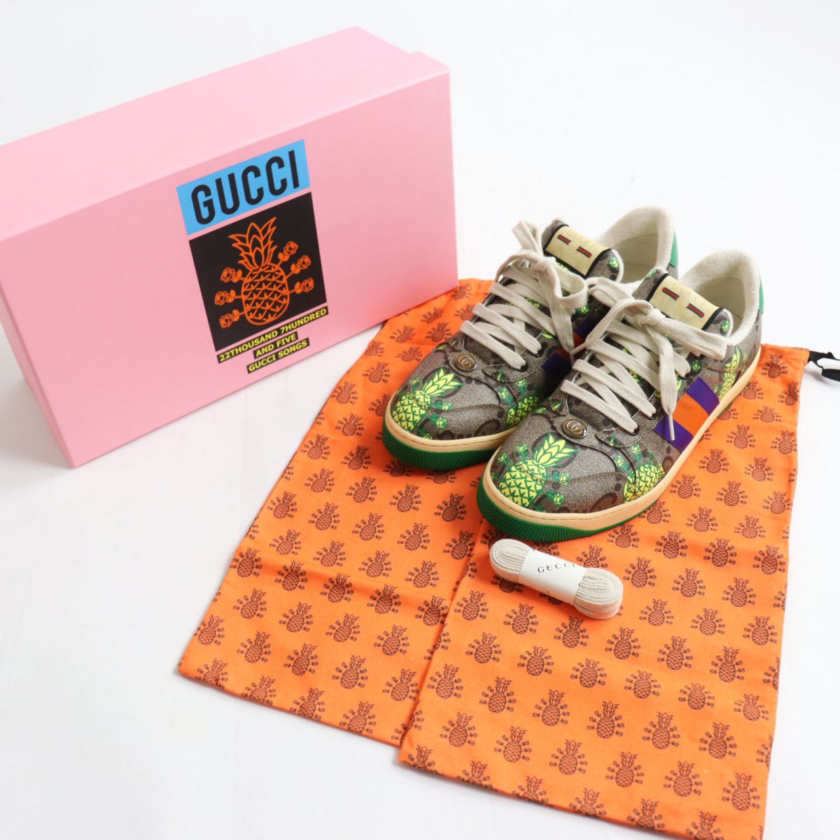 Luxury Gucci Trending 2025 GG Supreme Maxi Pineapple Rose Sneakers