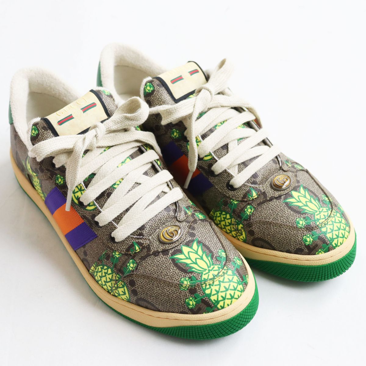 Luxury Gucci Trending 2025 GG Supreme Maxi Pineapple Rose Sneakers