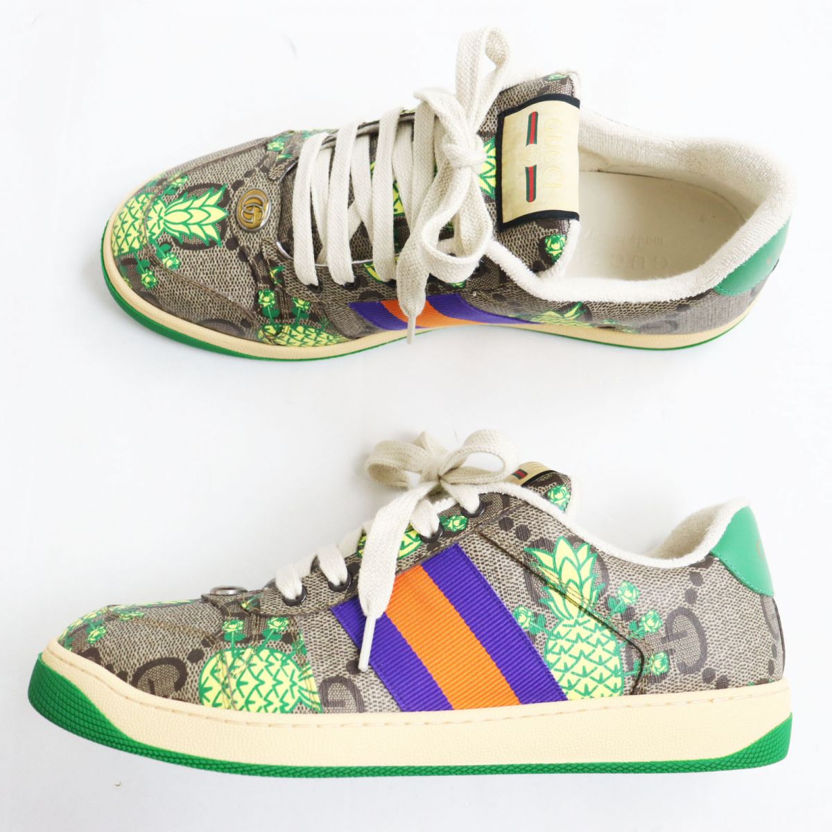 Luxury Gucci Trending 2025 GG Supreme Maxi Pineapple Rose Sneakers