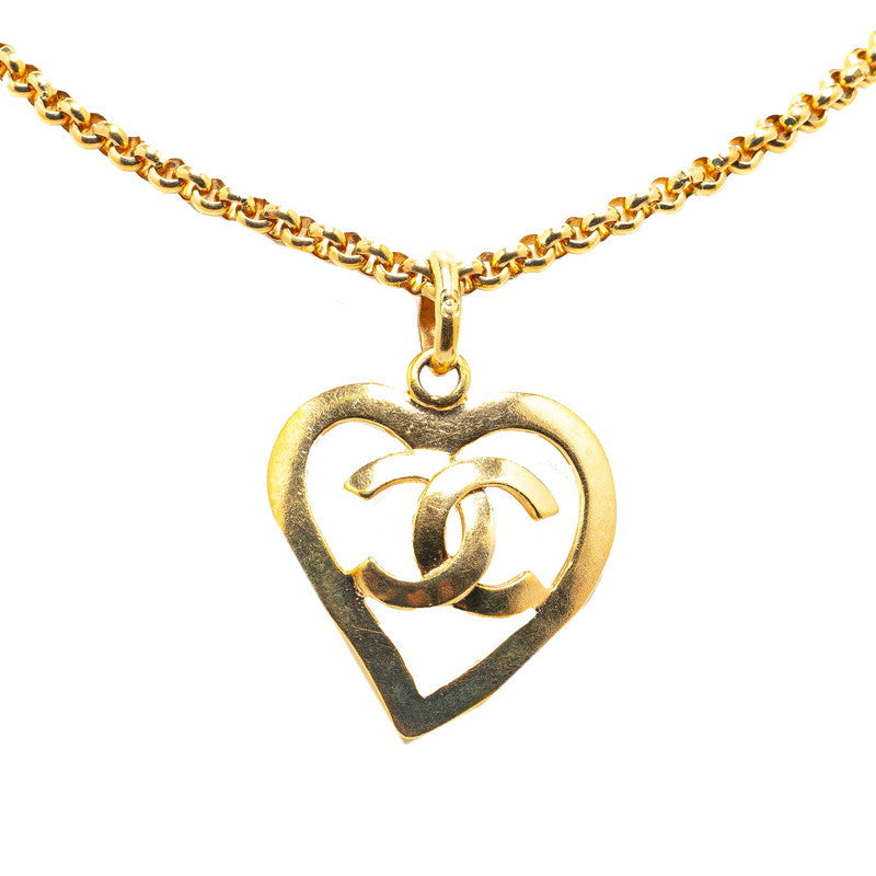 Chanel Vintage Heart Motif Necklace Gold