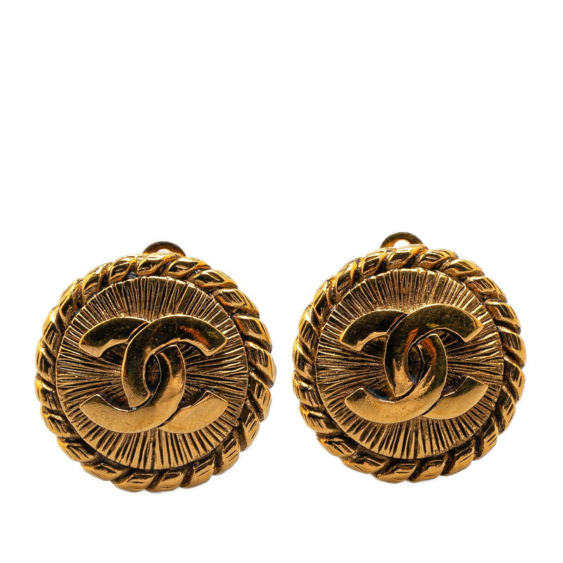 Chanel Coco Mark Round Earrings Gold