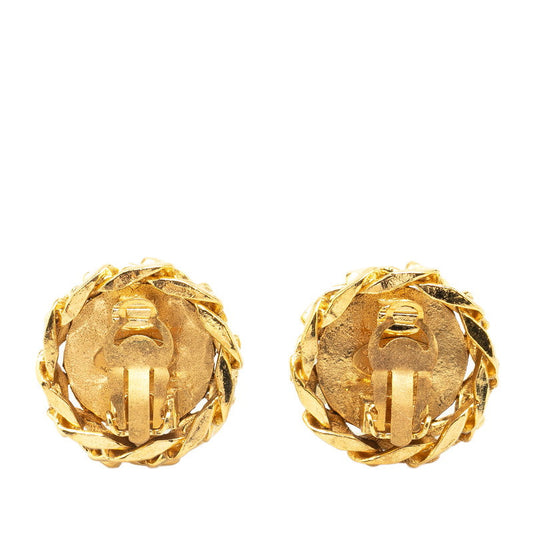 Chanel Vintage Coco Mark Chain Earrings Gold