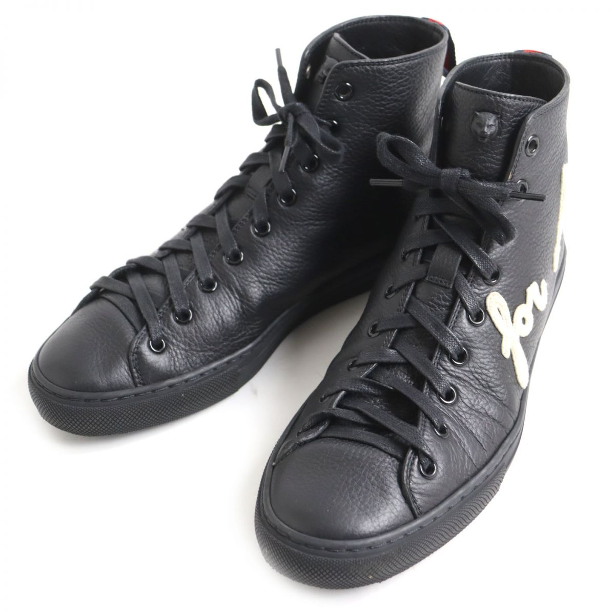 Luxury Gucci Trending 2025 Tiger Head Leather High Top Sneakers Black