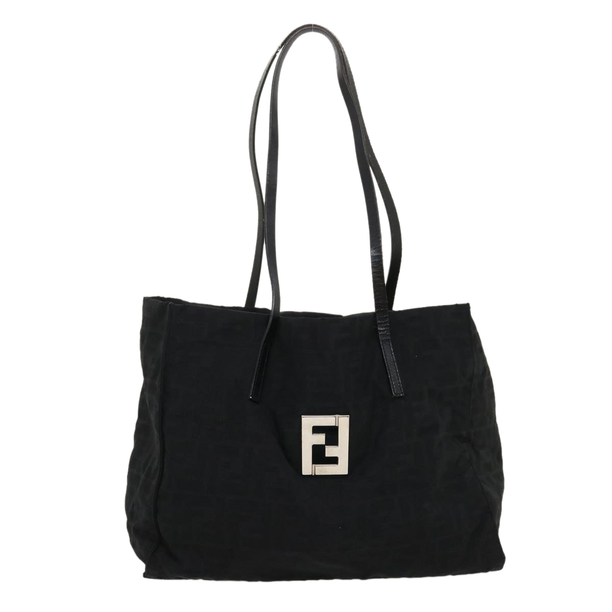 Luxury FendiZucca Canvas Tote Bag Nylon Blackrd2078