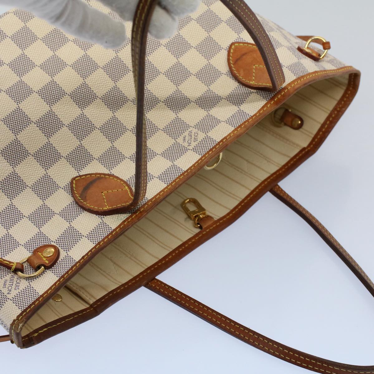 LOUIS VUITTON Damier Azur Neverfull PM Tote Bag N41362 LV rd5790
