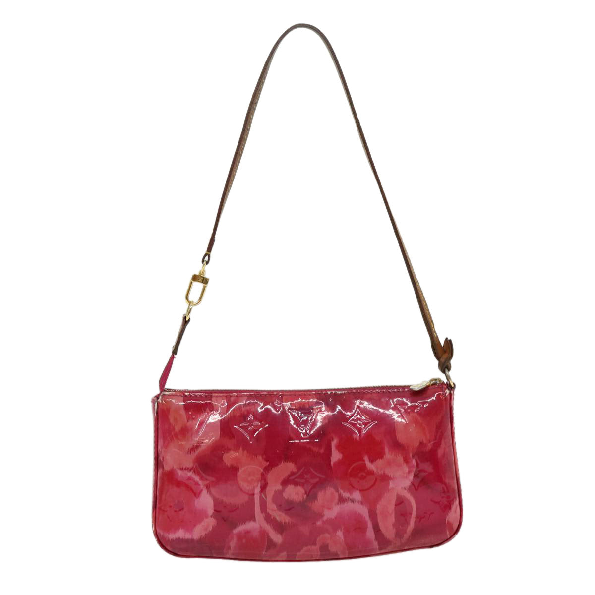 LOUIS VUITTON Vernis Ikat Pochette Accessoires Pouch Red Pink M90042  rh254