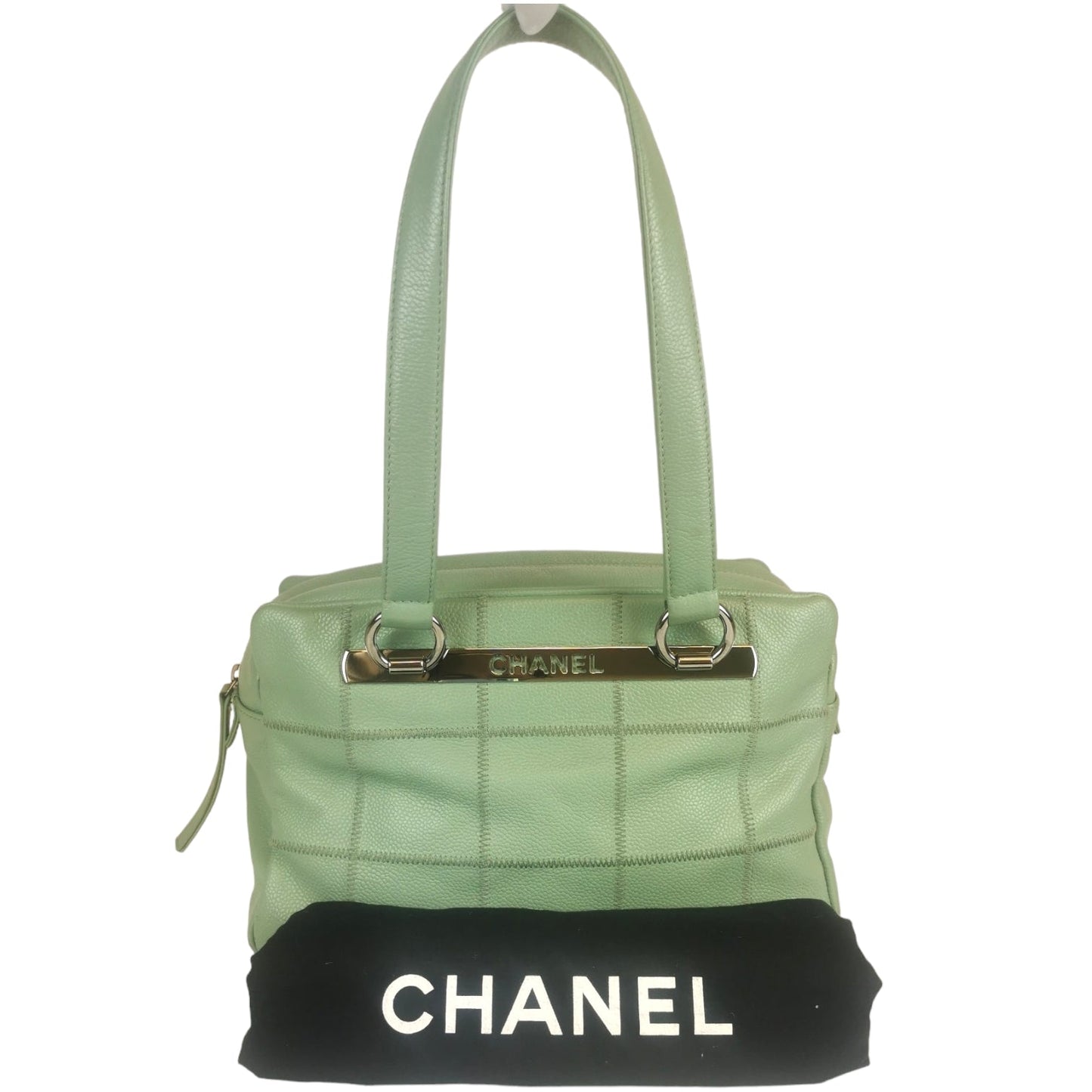 Luxury Chanel Chocolate Bar Bowling Bag Green