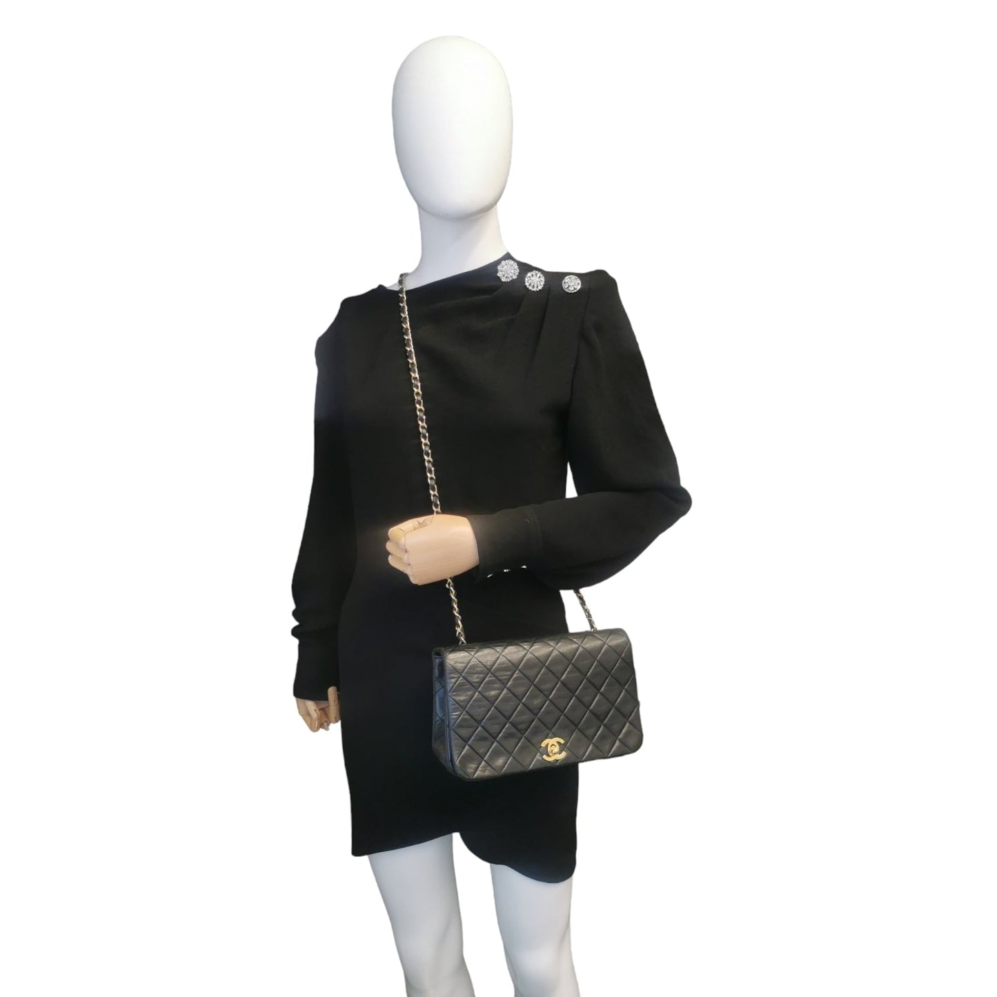 Luxury Chanel Full Flap Bag Small Black Lambskin Gold