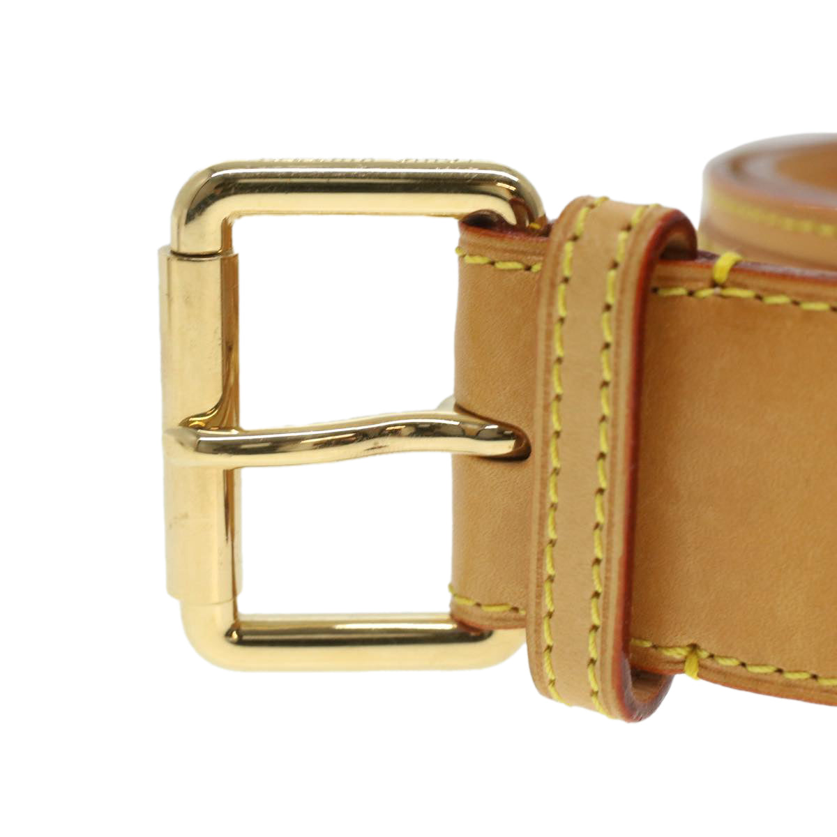 LOUIS VUITTON Studs Belt Leather 80/32 Beige LV ro735