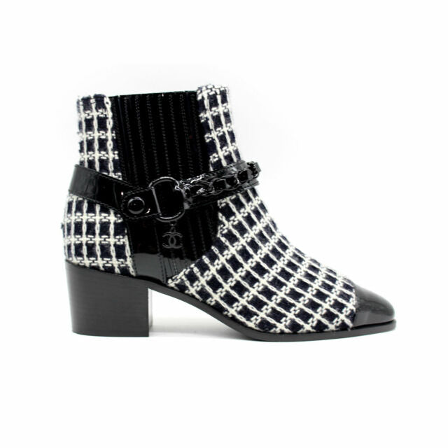 CHANEL TWEED SHORT BOOTS