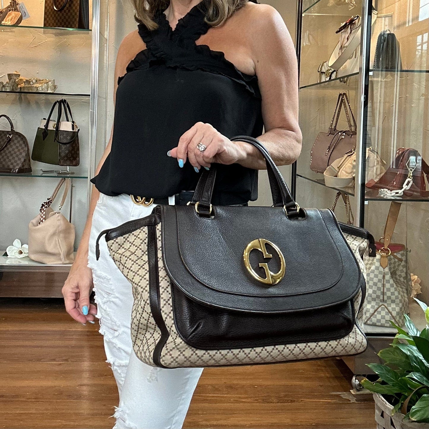 Luxury Gucci Diamante Medium 1973 Tote