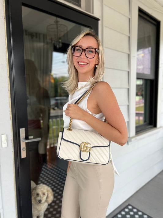Luxury Gucci Small GG Torchon Marmont Crossbody Bag