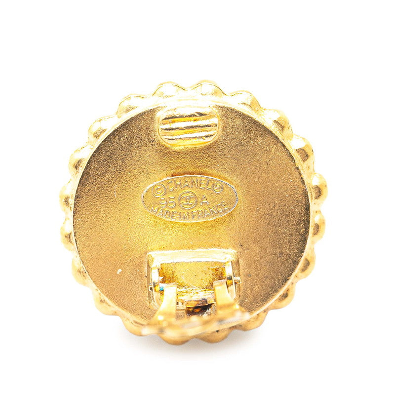 Chanel Vintage Coco Mark Earrings Gold Black