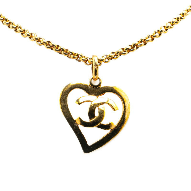 Chanel Vintage Heart Motif Necklace Gold