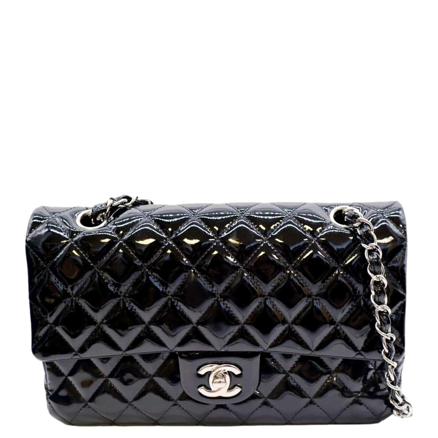Luxury Chanel Medium Flap Patent Leather Shoulder Bag Black