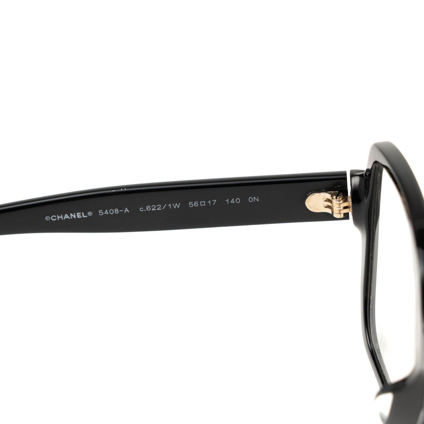 Chanel Square Glasses Frame With Letter Black Light Gold Tone