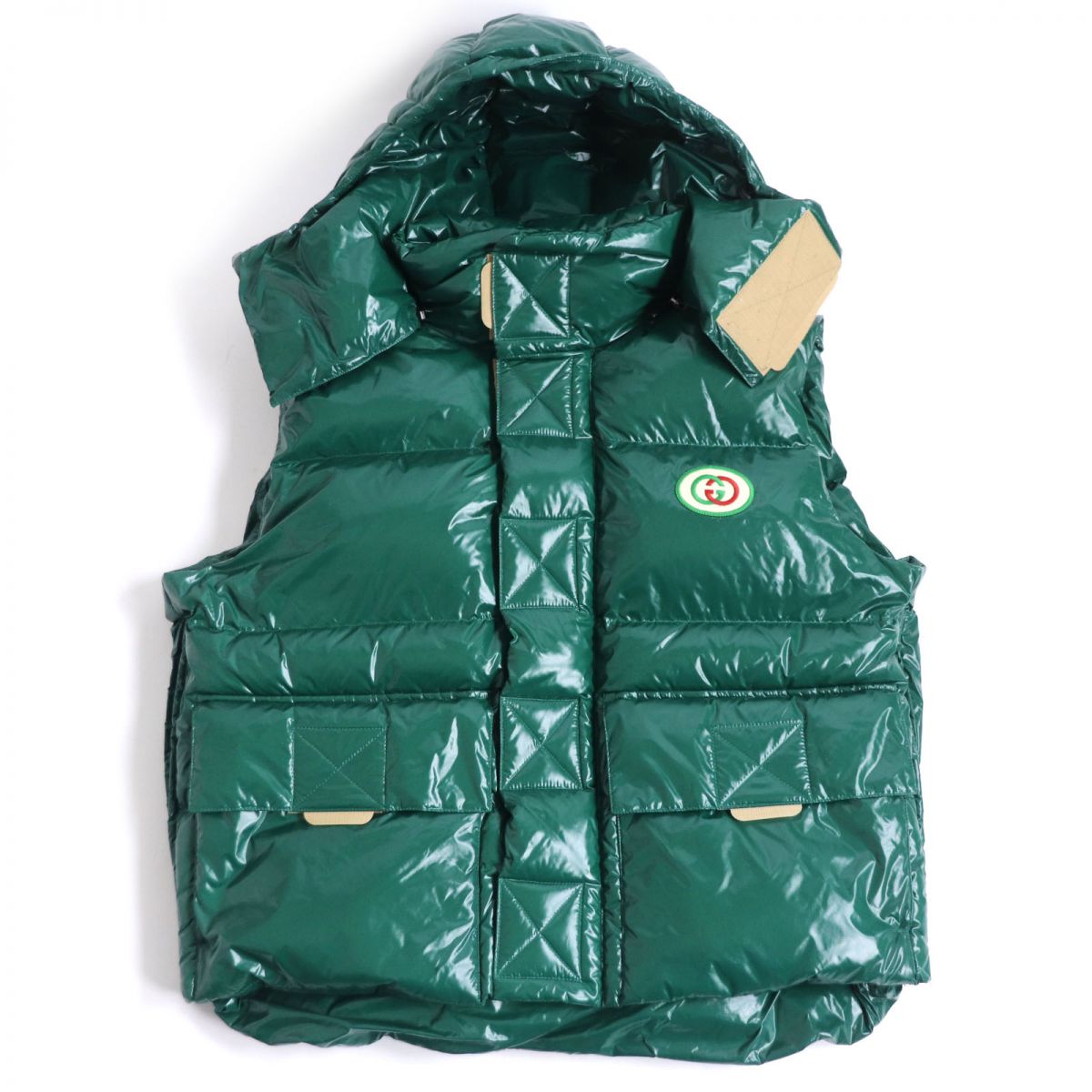 Luxury Gucci Trending 2025 Interlocking G Patch Hooded Down Vest Green