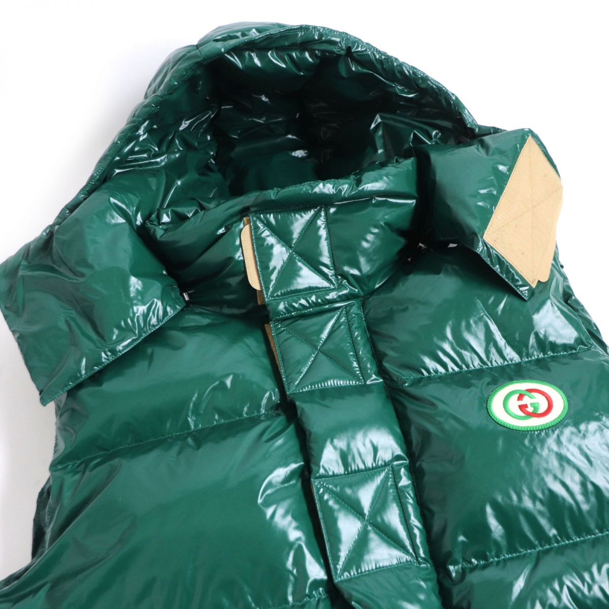 Luxury Gucci Trending 2025 Interlocking G Patch Hooded Down Vest Green