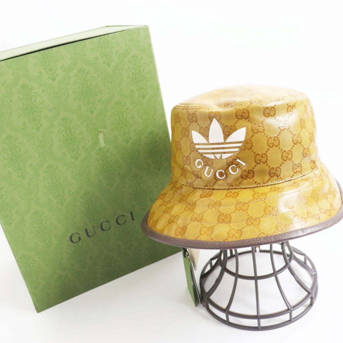 Luxury Gucci Trending 2025 x Adidas GG Trefoil Bucket Hat Beige S