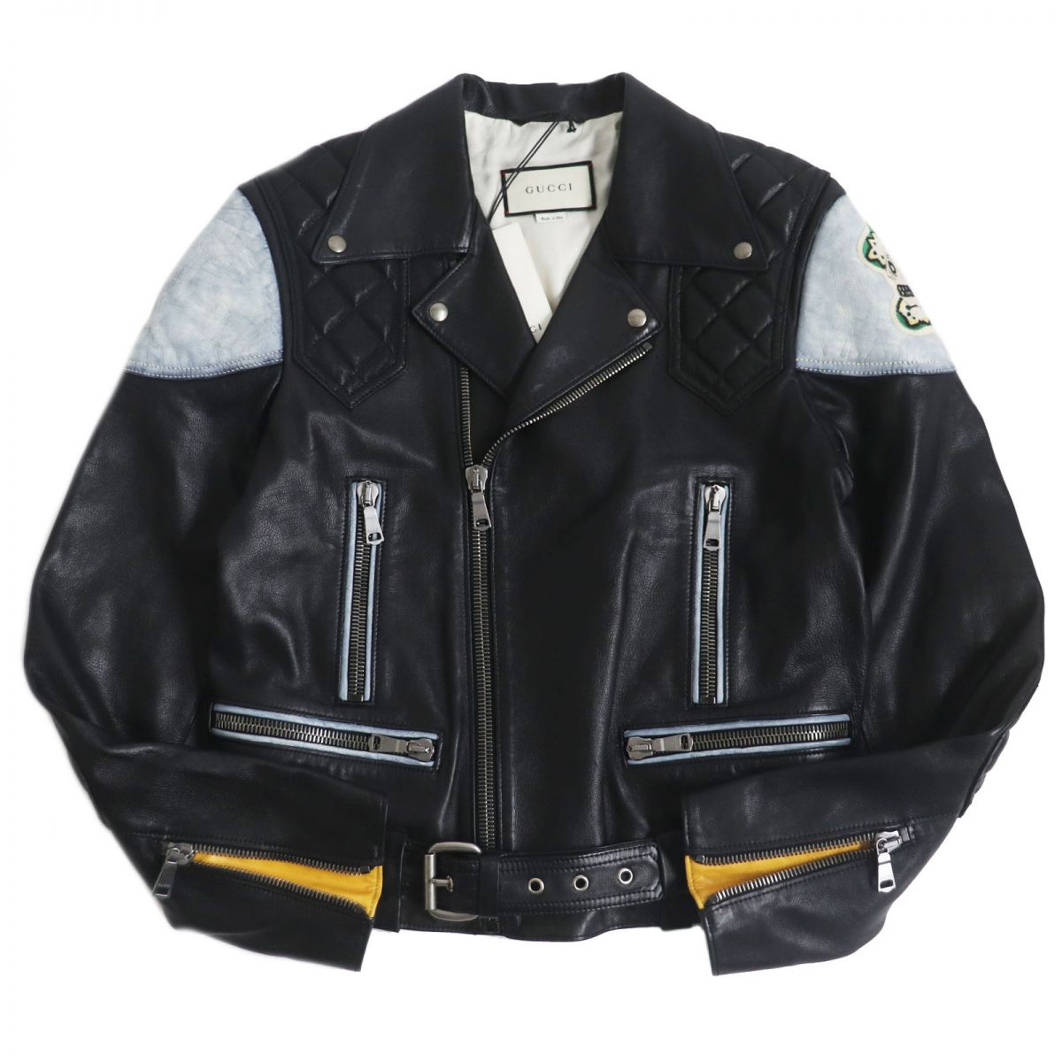 Luxury Gucci Trending 2025 Skull Motif Leather Rider Jacket Black 48