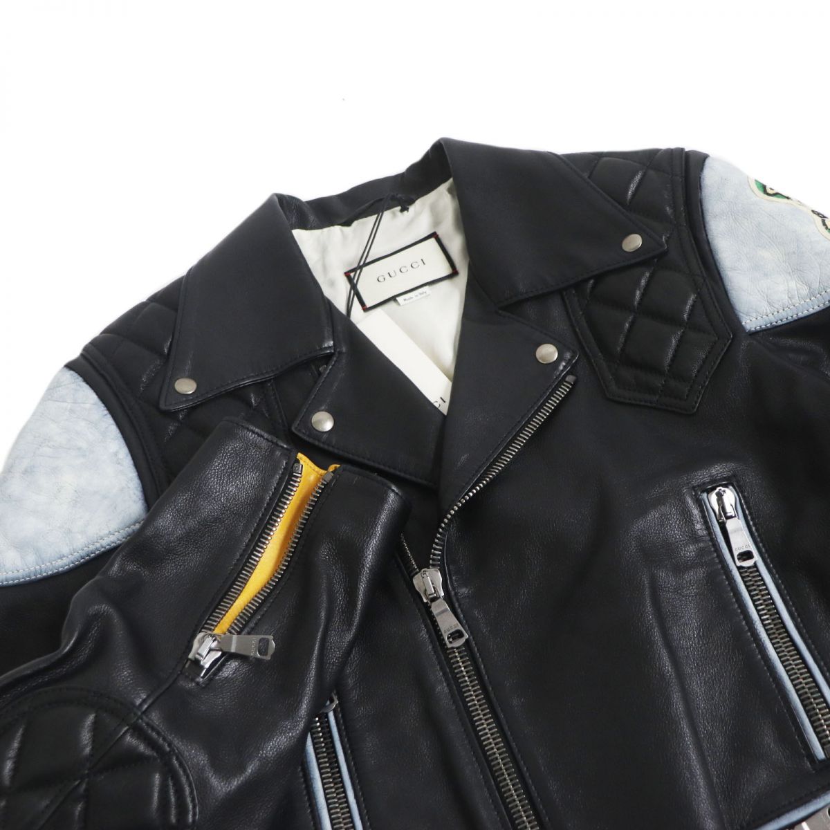 Luxury Gucci Trending 2025 Skull Motif Leather Rider Jacket Black 48