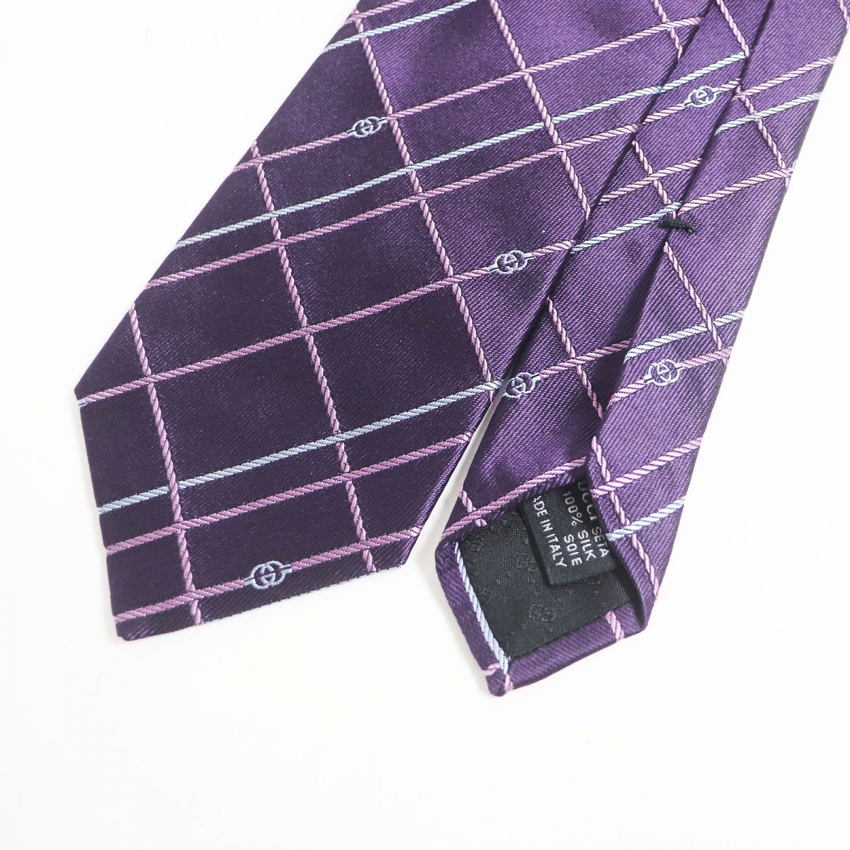 Luxury Gucci Trending 2025 Silk Check Interlocking G Tie Purple