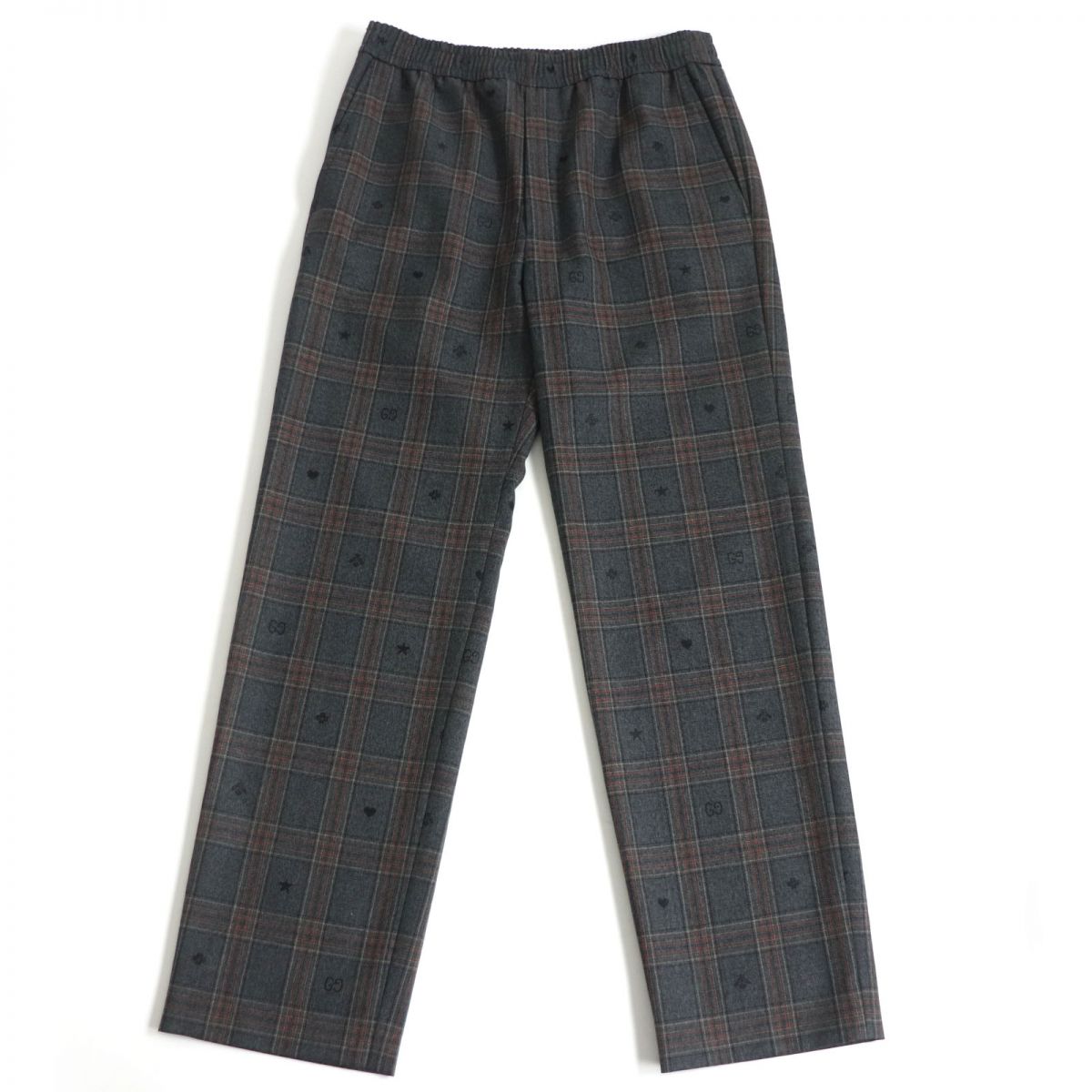 Luxury Gucci Trending 2025 Wool Check Pants Gray 44