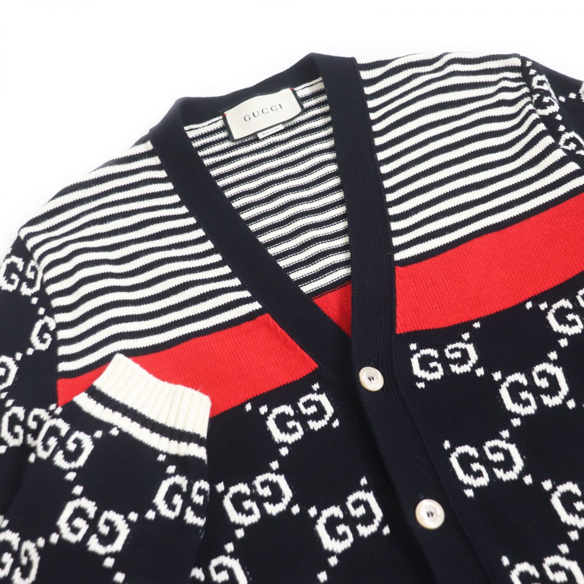 Luxury Gucci Trending 2025 GG Jacquard Logo Knit Cardigan Black L
