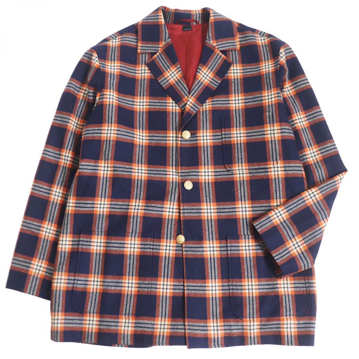 Luxury Gucci Trending 2025 Cashmere Check Logo Gold Button Jacket