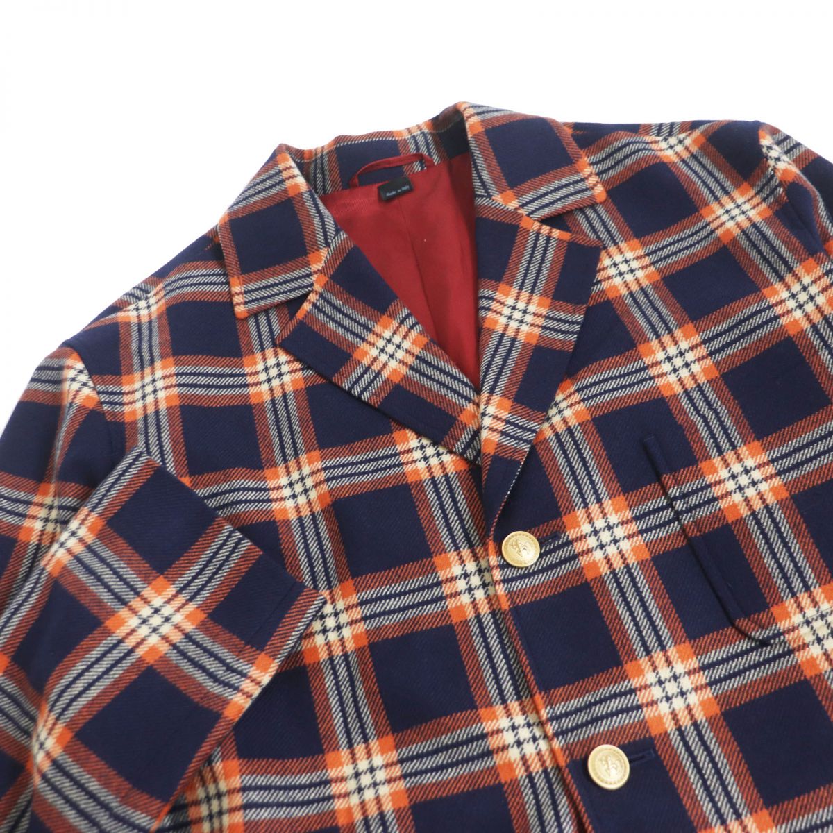 Luxury Gucci Trending 2025 Cashmere Check Logo Gold Button Jacket