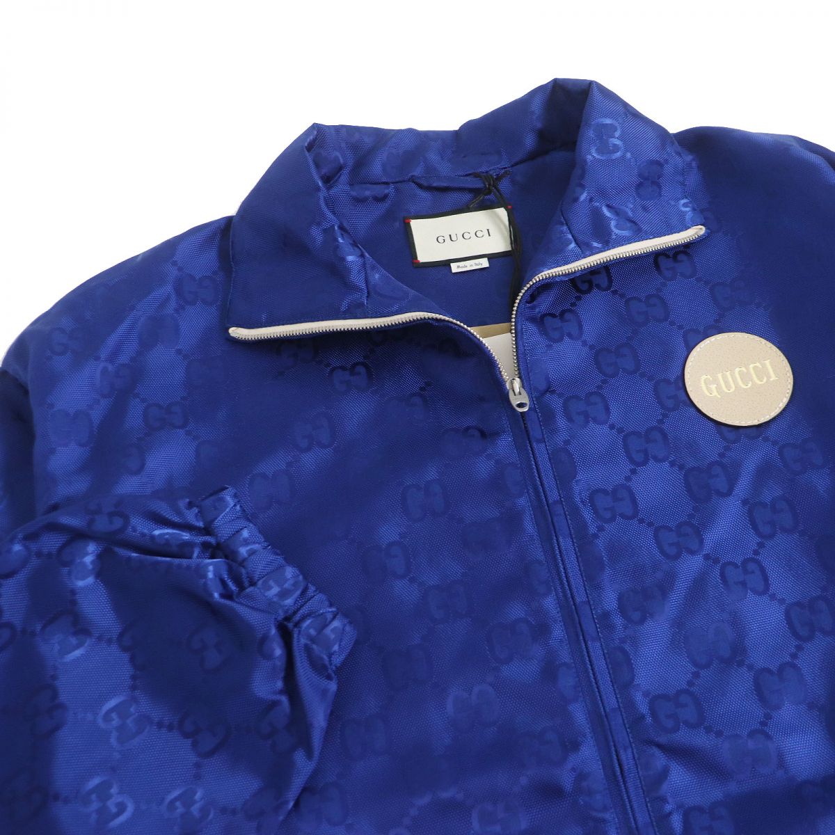 Luxury Gucci Trending 2025 GG Pattern Leather Track Jacket Blue