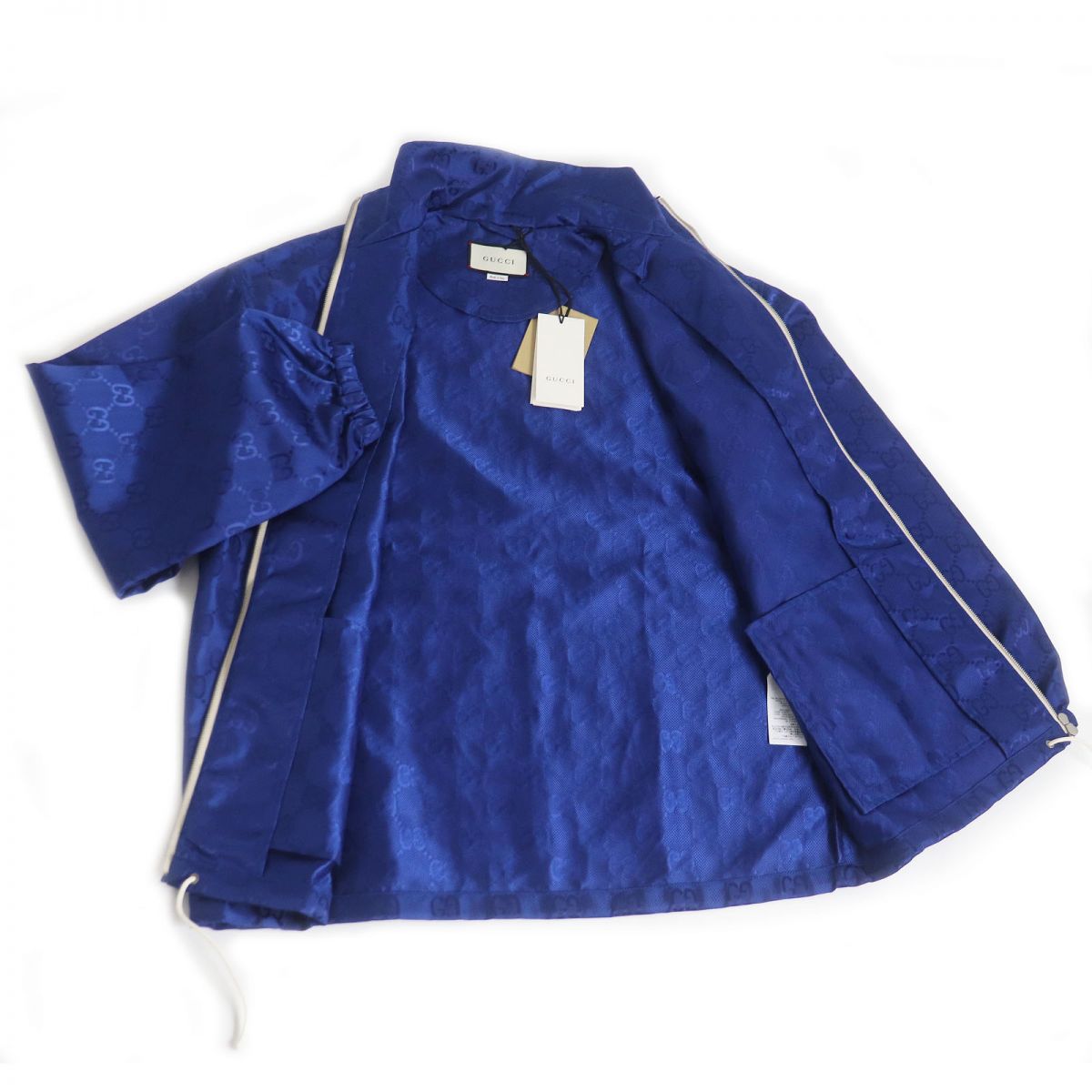 Luxury Gucci Trending 2025 GG Pattern Leather Track Jacket Blue