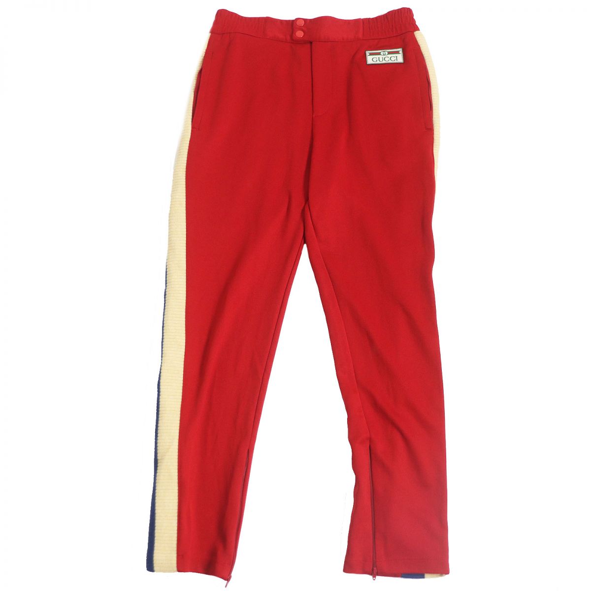 Luxury Gucci Trending 2025 Logo Patch Track Pants Red M