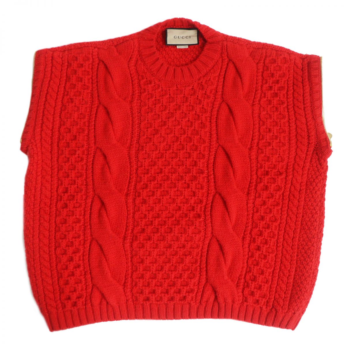 Luxury Gucci Trending 2025 2WAY Wool Cable Knit Sweater XS Red