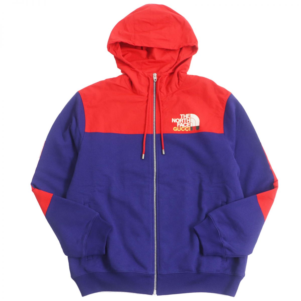 Luxury Gucci Trending 2025 x The North Face Nylon Zip Hoodie Blue/Red S