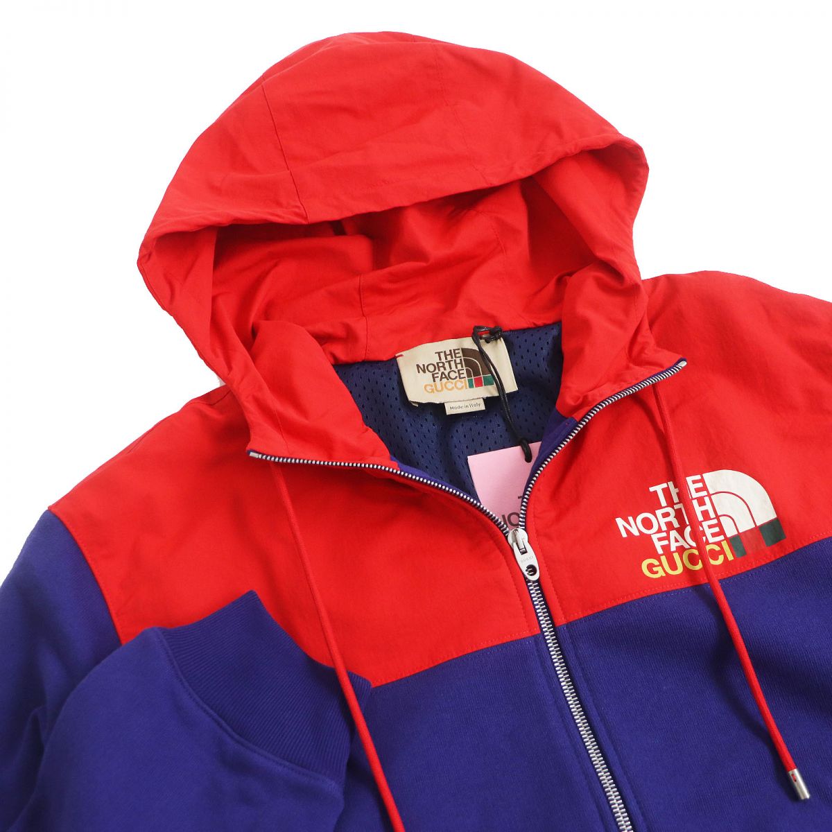 Luxury Gucci Trending 2025 x The North Face Nylon Zip Hoodie Blue/Red S