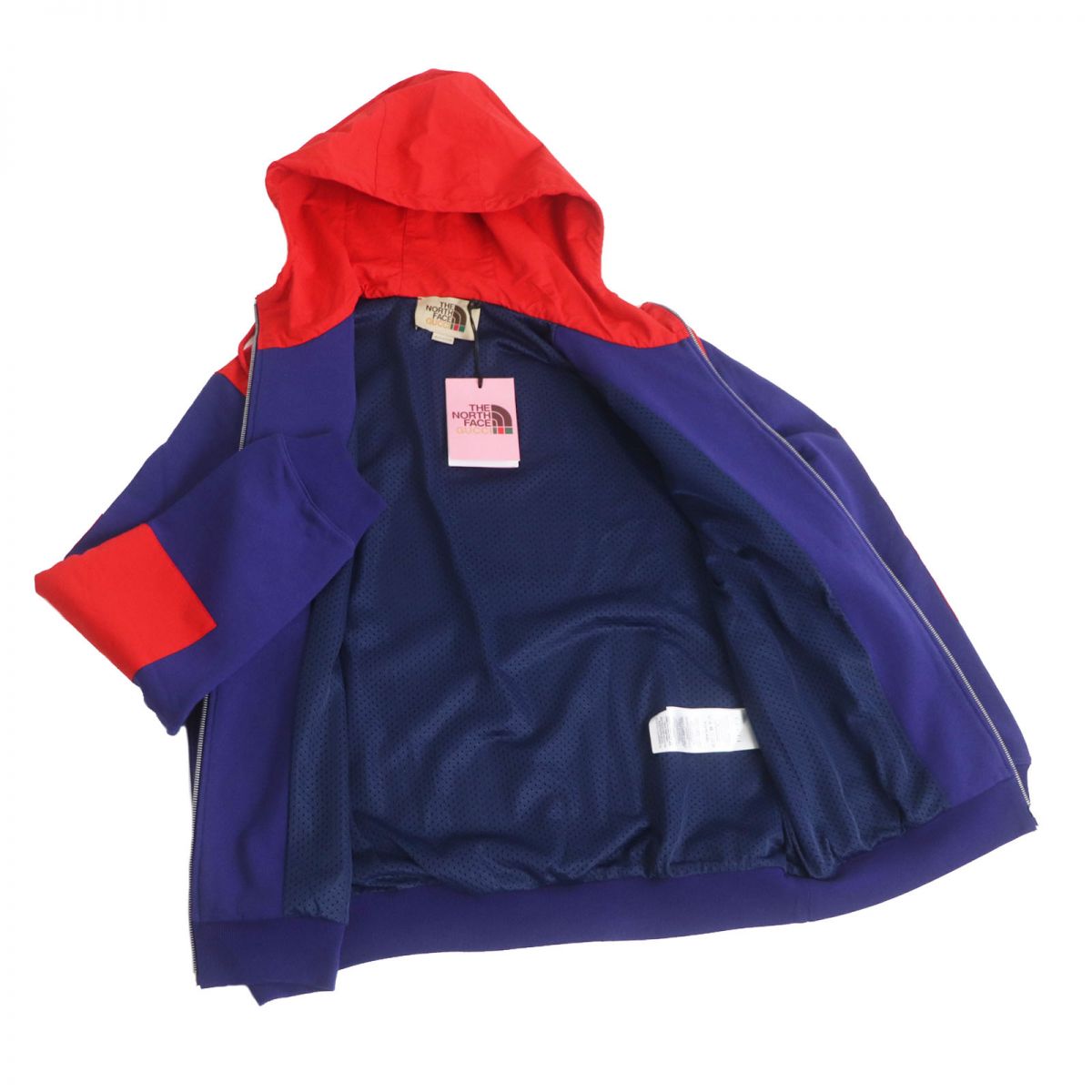 Luxury Gucci Trending 2025 x The North Face Nylon Zip Hoodie Blue/Red S